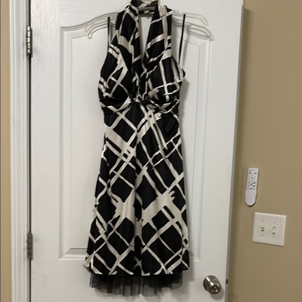 My Michelle Black and White Backless Halter Sundress